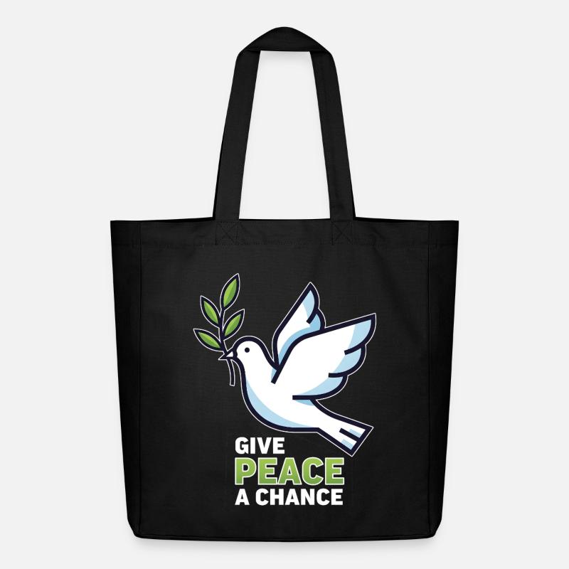 Friedenstaube Give Peace a Chance  - Antikrieg  - Midweight recycelter Stoffbeutel von Stanley/Stella - Schwarz