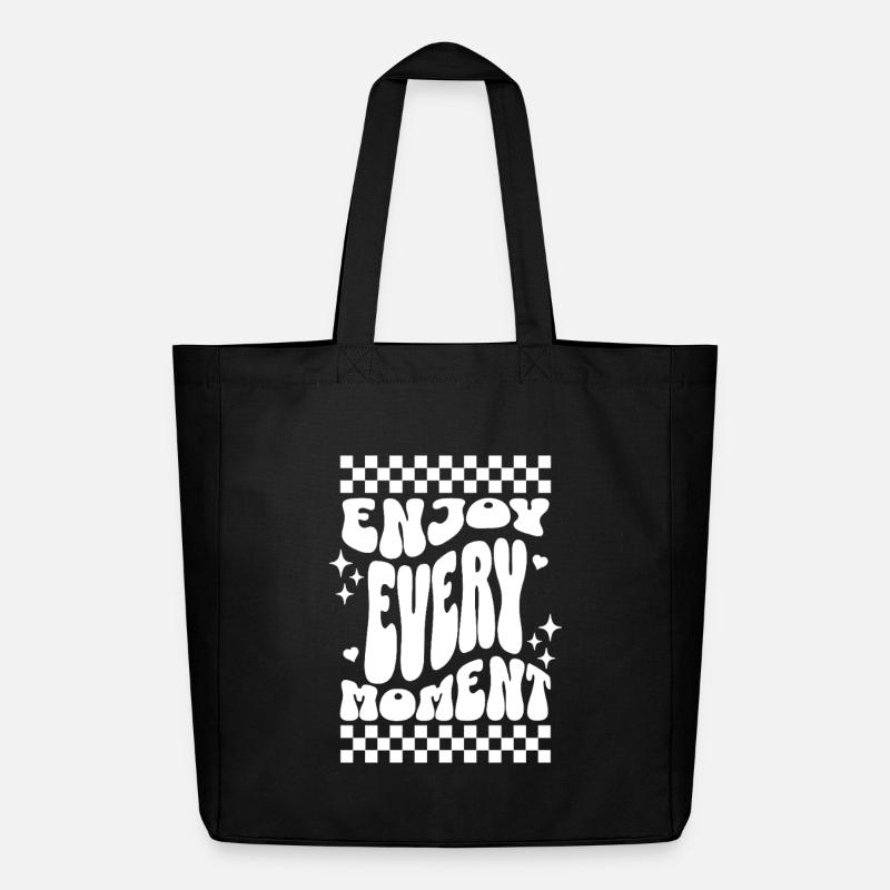 Profitez de chaque instant Typographie rétro - Tote bag Stanley/Stella Midweight recyclé - noir