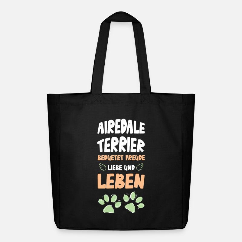 Airedale Terrier Liebe Leben - Midweight recycelter Stoffbeutel von Stanley/Stella - Schwarz