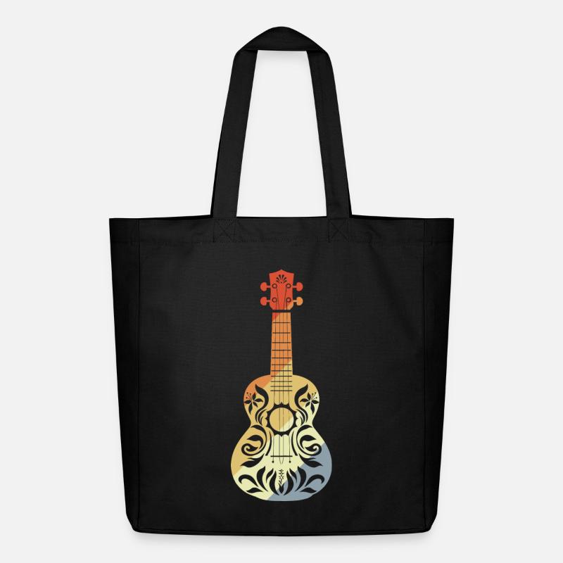 Ukulele Grafik Retro - Midweight recycelter Stoffbeutel von Stanley/Stella - Schwarz