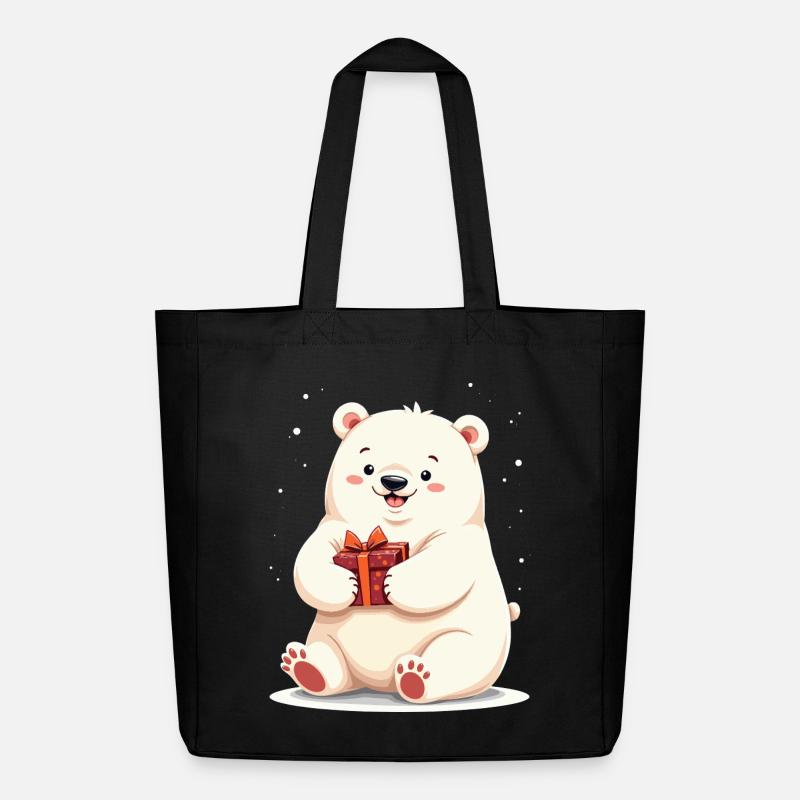 Niedlicher Eisbär mit Geschenkillustration - Midweight recycelter Stoffbeutel von Stanley/Stella - Schwarz