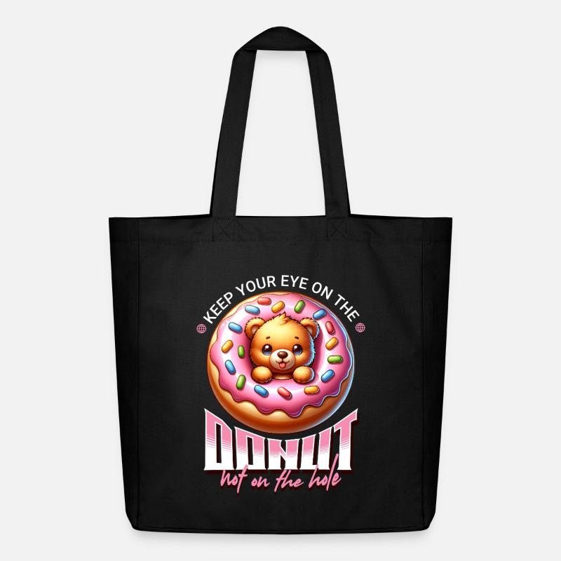 Donut bear motif with icing - Midweight Recycled Tote Bag by Stanley/Stella - black