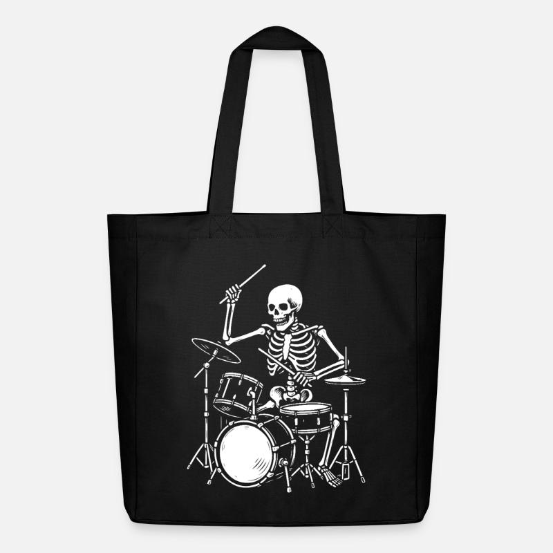 Skeleton Playing the Drums Artwork - Midweight Recycled Tote Bag by Stanley/Stella - black