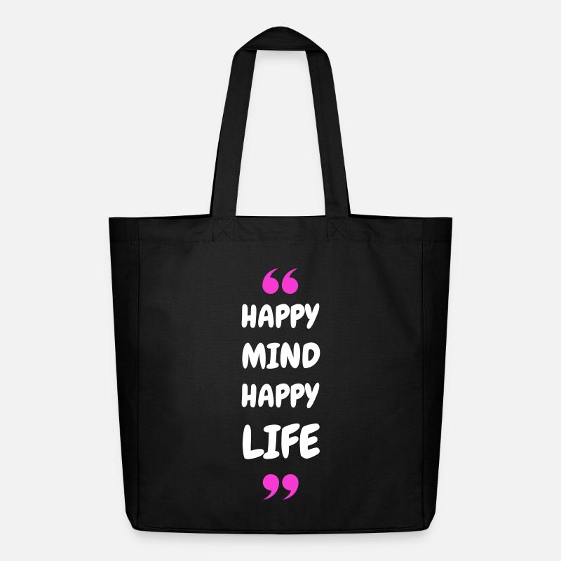 Happy Mind, Happy Life - Midweight recycelter Stoffbeutel von Stanley/Stella - Schwarz