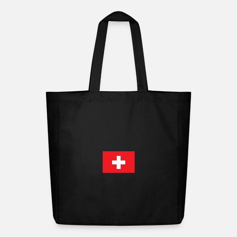 Minimalistische Schweizer Flagge - Midweight recycelter Stoffbeutel von Stanley/Stella - Schwarz