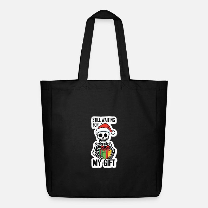 Skeleton Santa Gift Wait - Midweight Recycled Tote Bag by Stanley/Stella - black