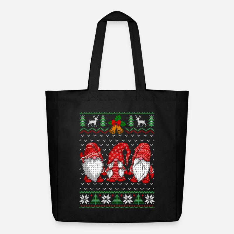 Festlicher Zwergenhund Weihnachtsdesign - Midweight recycelter Stoffbeutel von Stanley/Stella - Schwarz