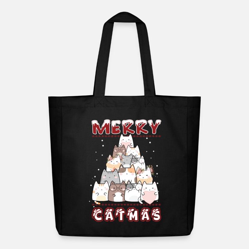 Merry Catmas - Midweight recycelter Stoffbeutel von Stanley/Stella - Schwarz