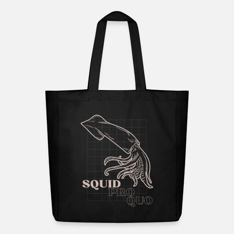 Squid Pro Quo Line Art Grid - Midweight Recycled Tote Bag by Stanley/Stella - black