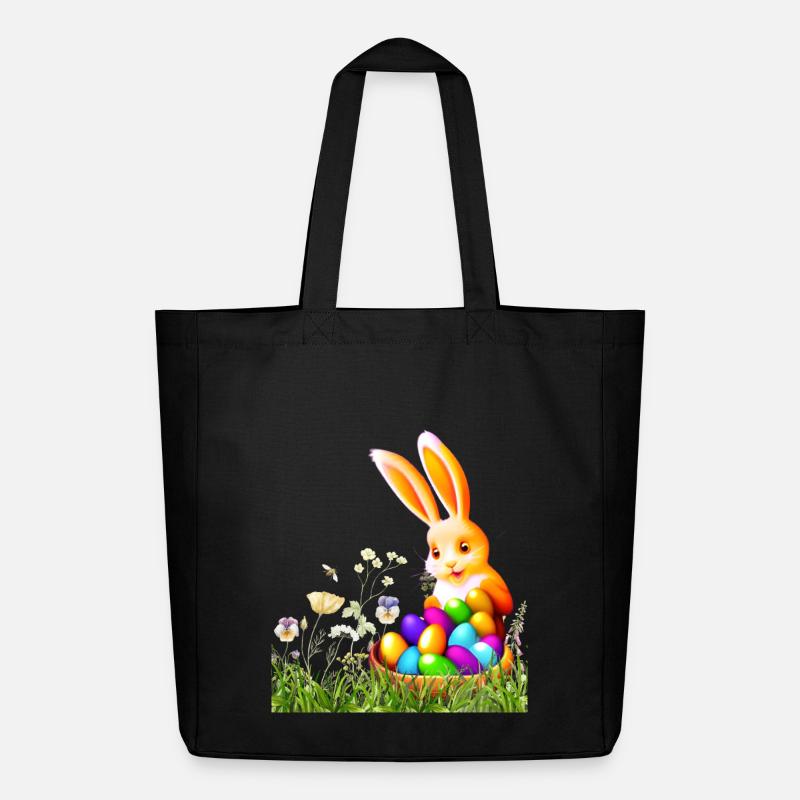 Easter bunny with colorful eggs - Midweight Recycled Tote Bag by Stanley/Stella - black