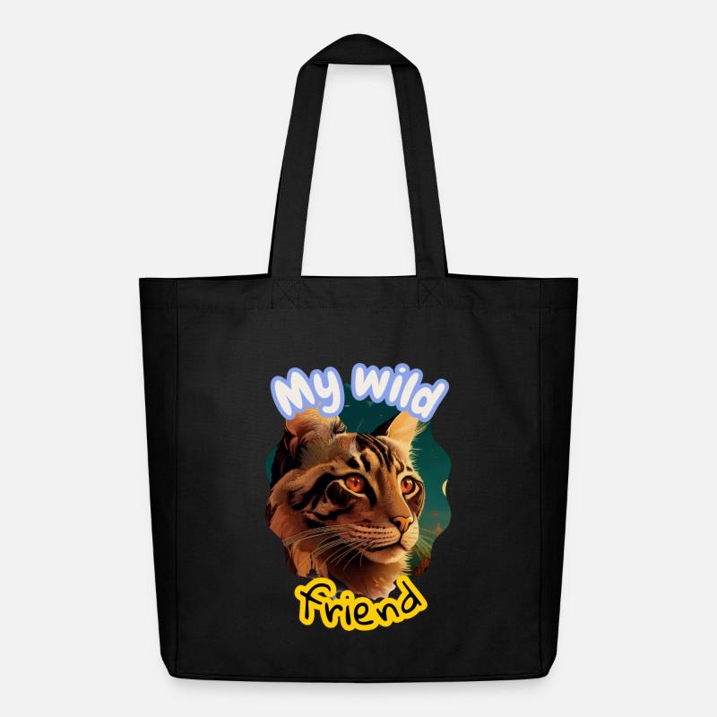 Wildkatze Freundschaft Illustration - Midweight recycelter Stoffbeutel von Stanley/Stella - Schwarz