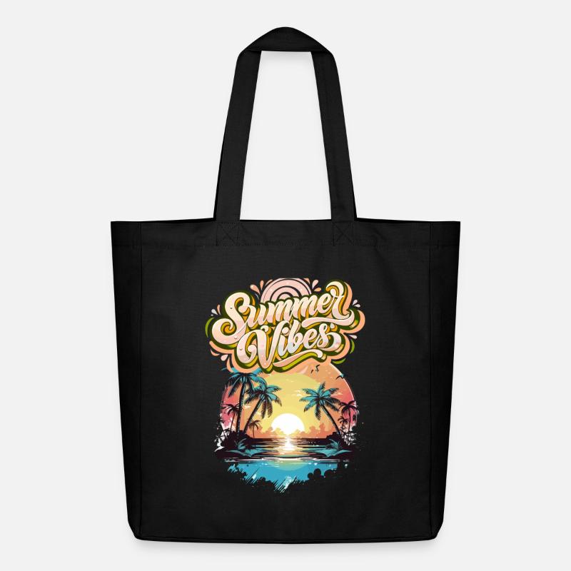 Sommerstimmung Palmen Sunset - Midweight recycelter Stoffbeutel von Stanley/Stella - Schwarz