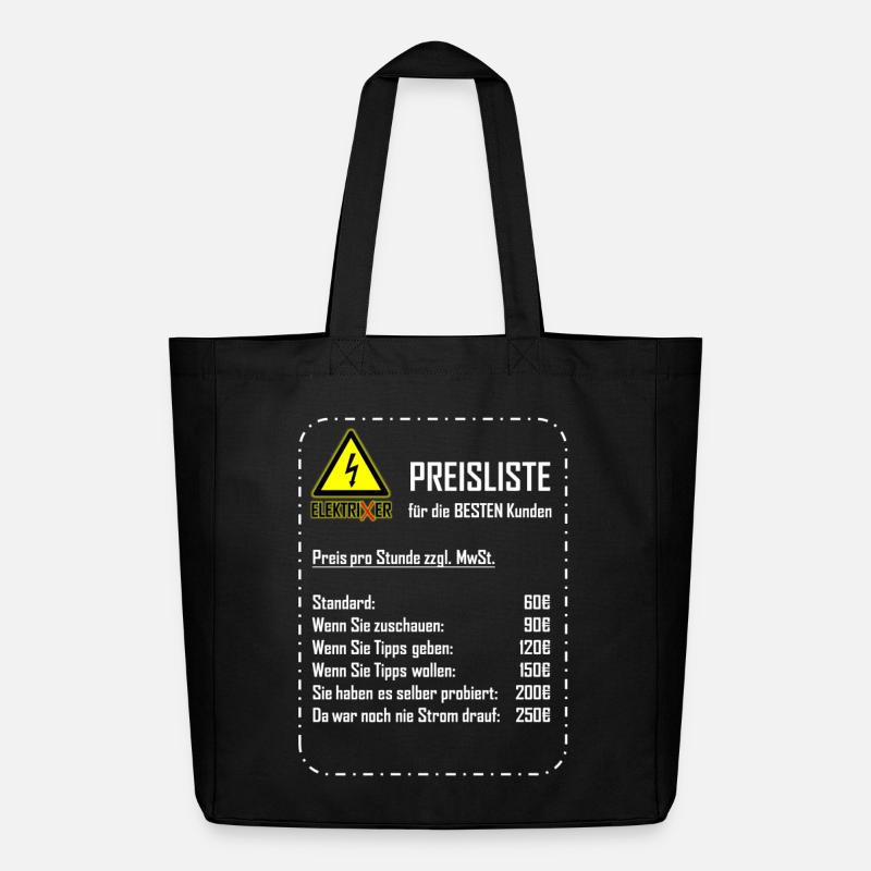 ElektriXer Preisliste (weiß) - Midweight recycelter Stoffbeutel von Stanley/Stella - Schwarz