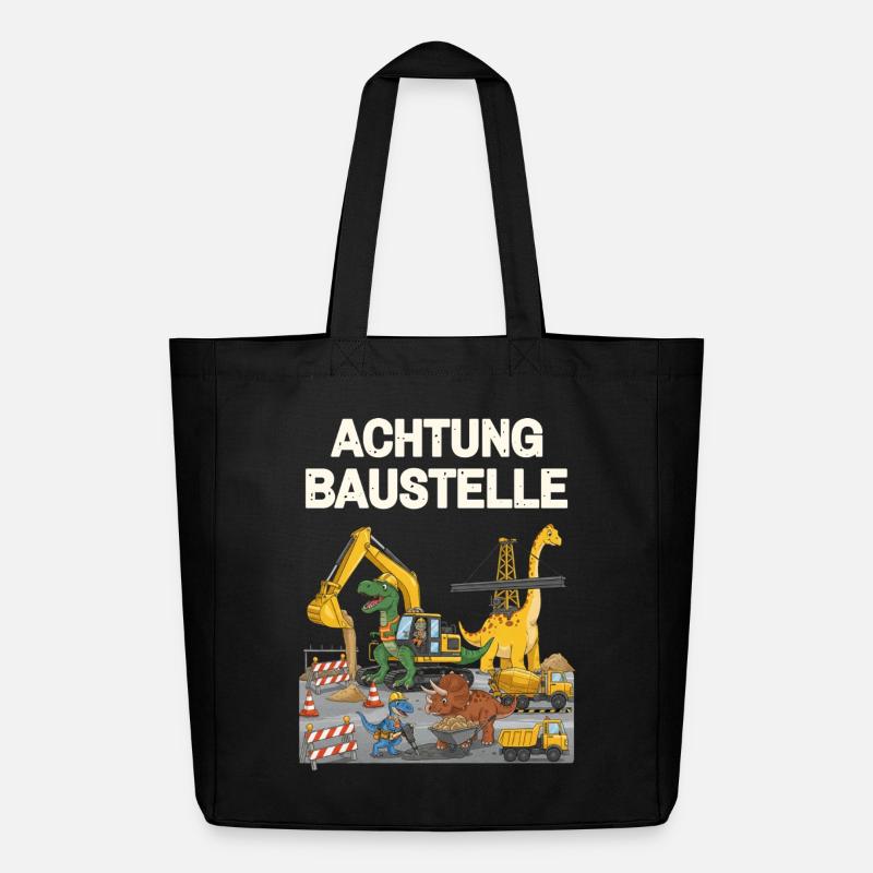 Dinosaurier Baustelle - Midweight recycelter Stoffbeutel von Stanley/Stella - Schwarz