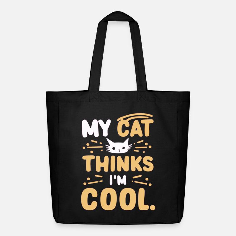 My cat thinks i am cool - Midweight Recycled Tote Bag by Stanley/Stella - black
