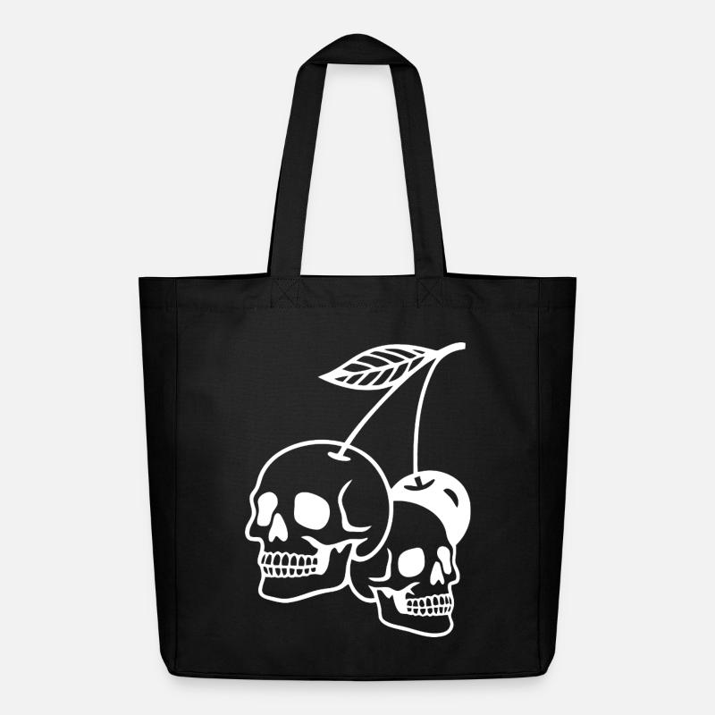 Dark Cherry Skull Illustration - Midweight Recycled Tote Bag by Stanley/Stella - black