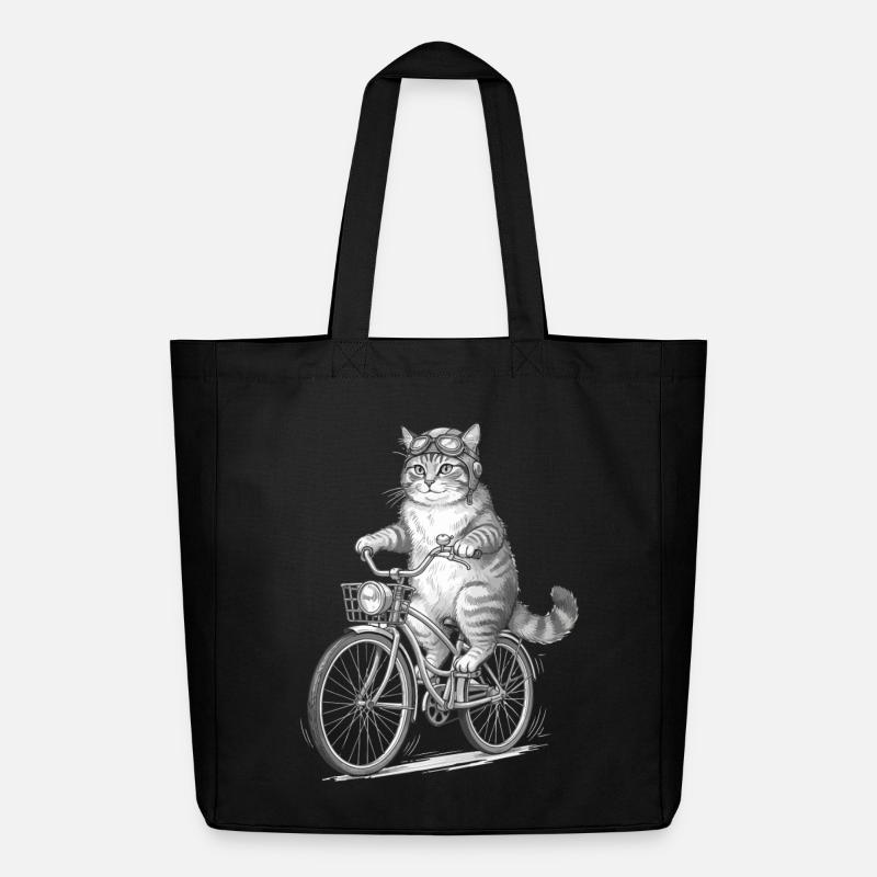 Katzenradfahrer mit Schutzbrille - Midweight recycelter Stoffbeutel von Stanley/Stella - Schwarz