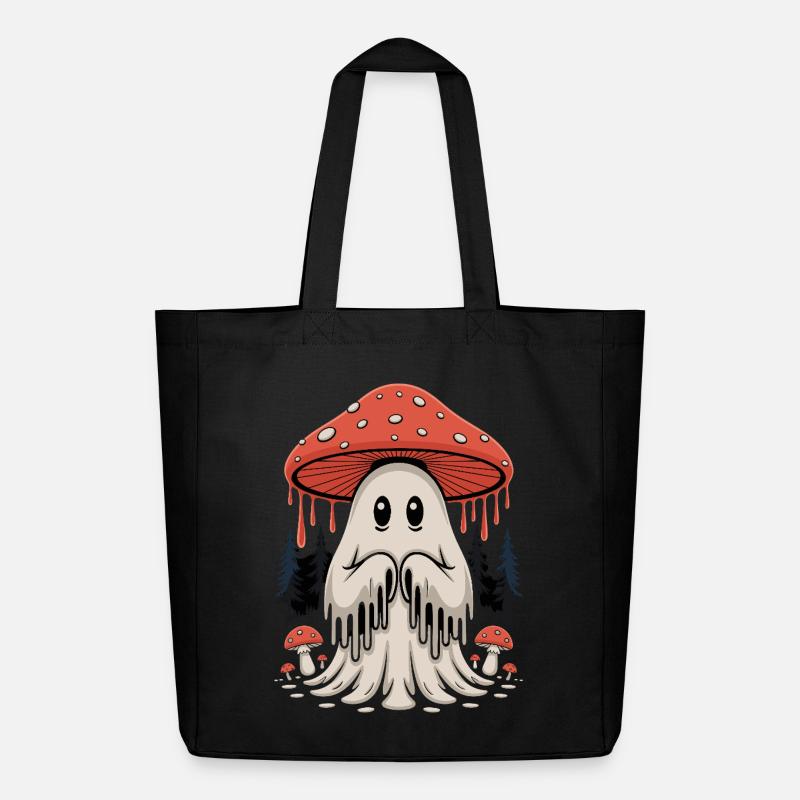 Ghost mushroom with forest magic - Midweight Recycled Tote Bag by Stanley/Stella - black