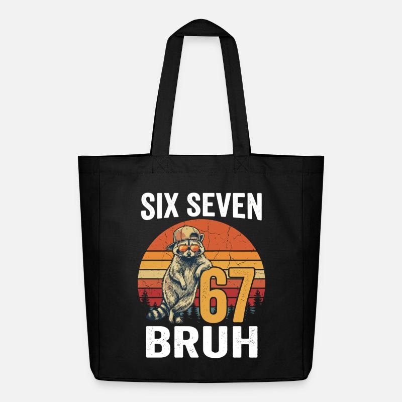 Six Seven 67 Waschbär Sonnenbrille Bruh Meme - Midweight recycelter Stoffbeutel von Stanley/Stella - Schwarz
