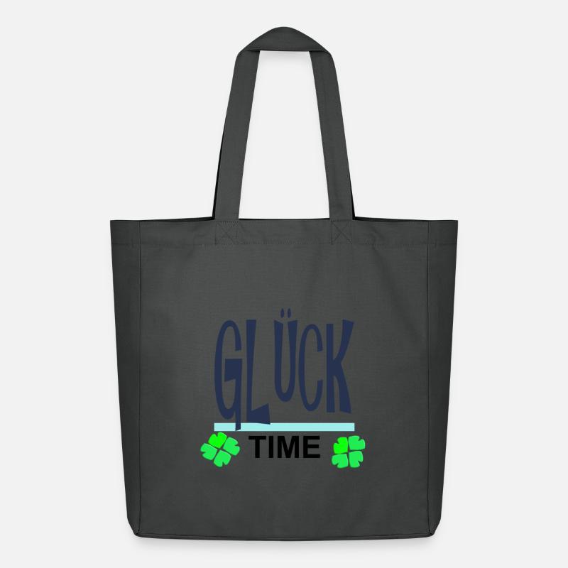 Glück-Time Neon mit Kleeblättern - Midweight recycelter Stoffbeutel von Stanley/Stella - Anthrazit