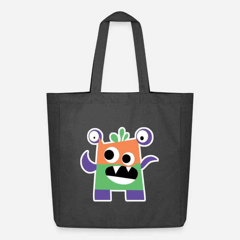 Buntes Blockmonster | Lustiges geometrisches Chibi - Midweight recycelter Stoffbeutel von Stanley/Stella - Anthrazit