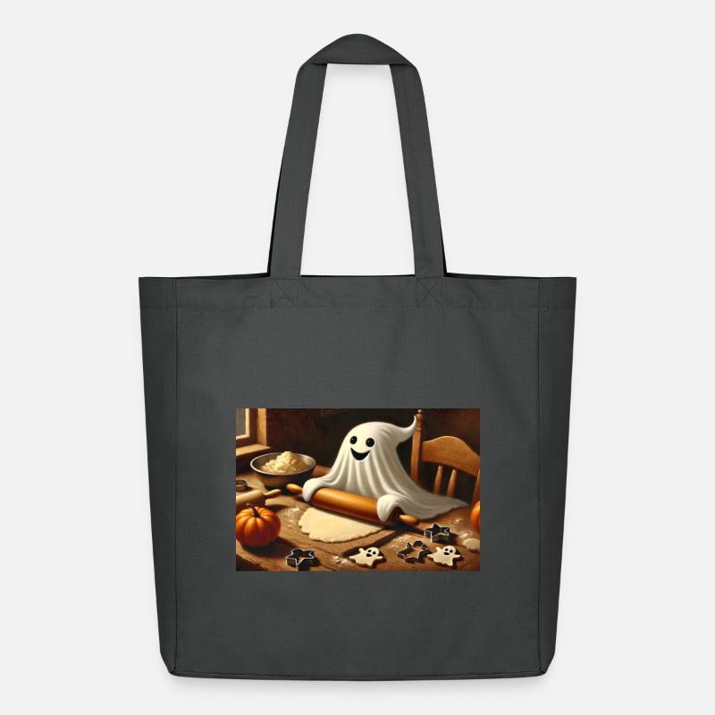 Geist beim Plätzchenbacken: Süßer Halloween Spaß - Midweight recycelter Stoffbeutel von Stanley/Stella - Anthrazit