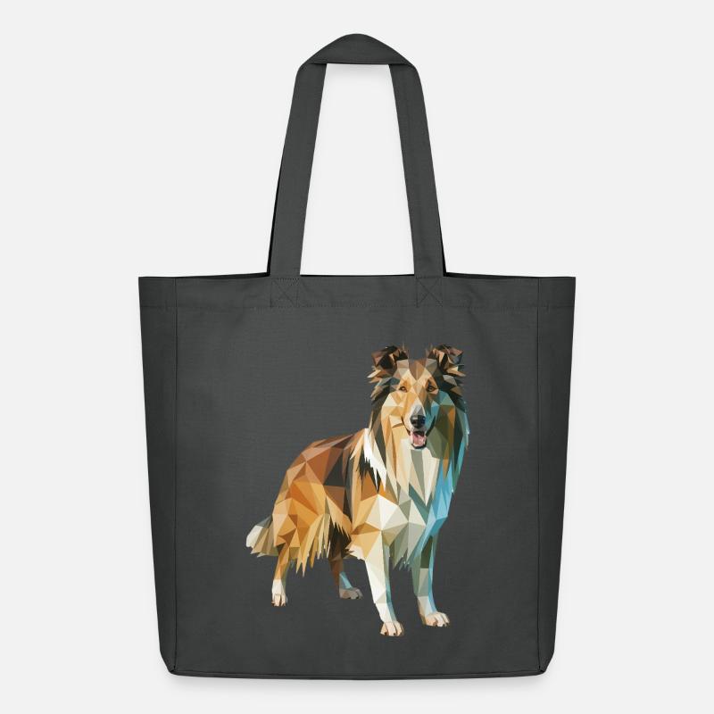 Border Collie - Cooles Low Poly Logo - Midweight recycelter Stoffbeutel von Stanley/Stella - Anthrazit