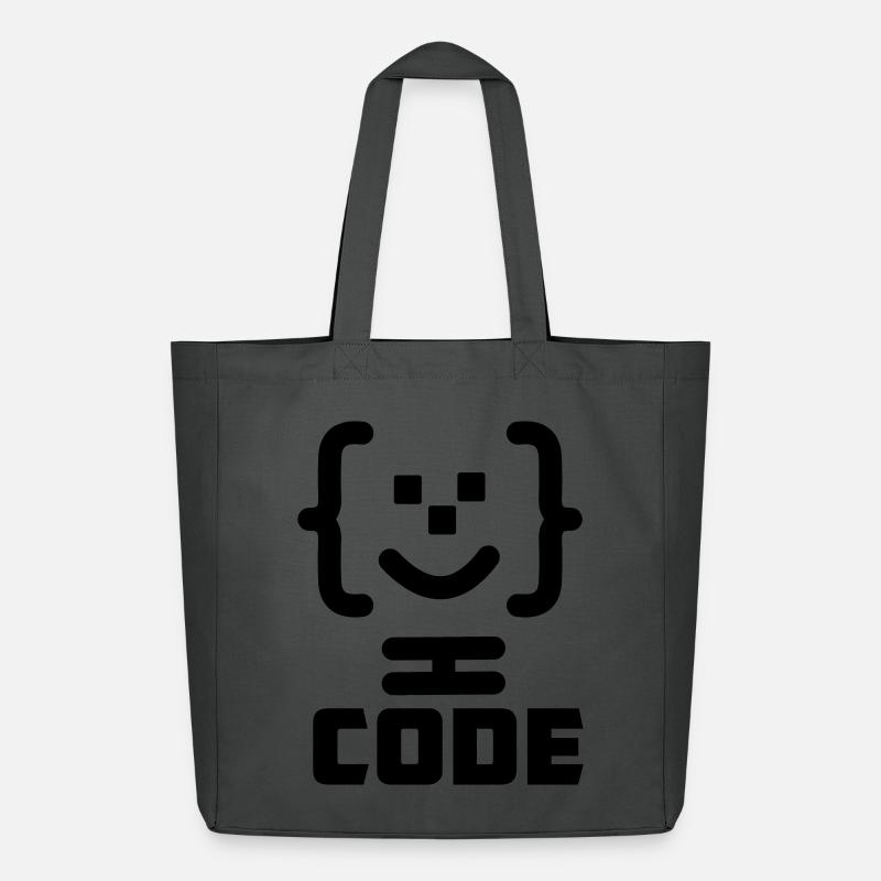 Logo du code du programmeur principal avec texte CODE - Tote bag Stanley/Stella Midweight recyclé - charbon