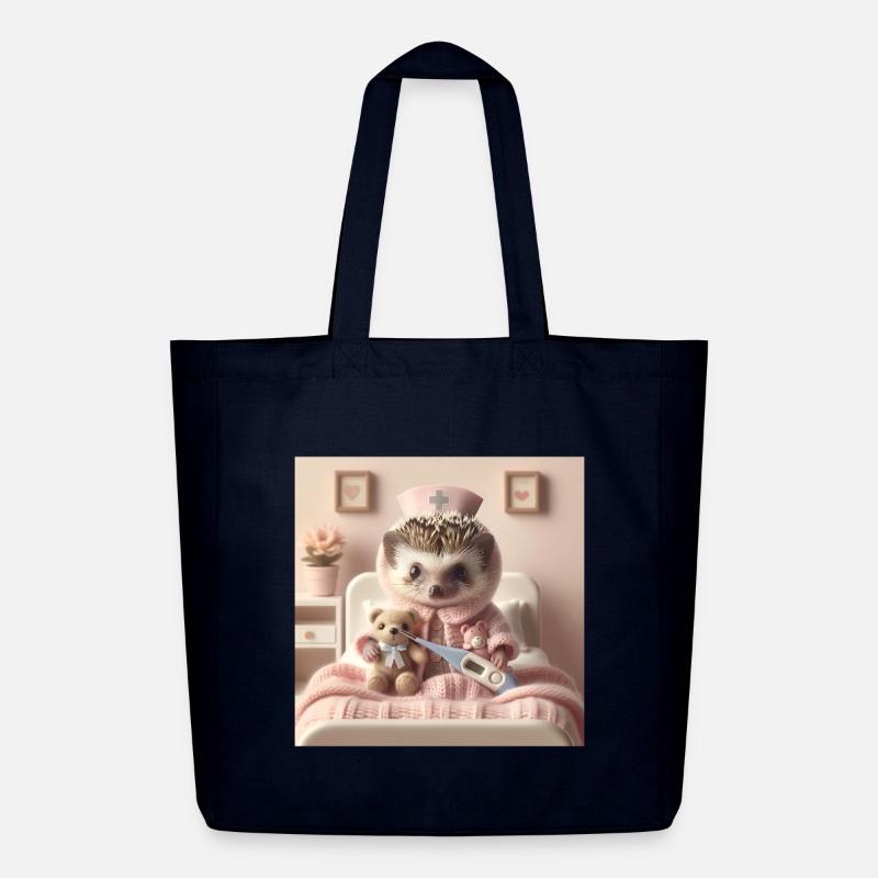 Süßer Igel mit Kuscheltier - Midweight recycelter Stoffbeutel von Stanley/Stella - Navy
