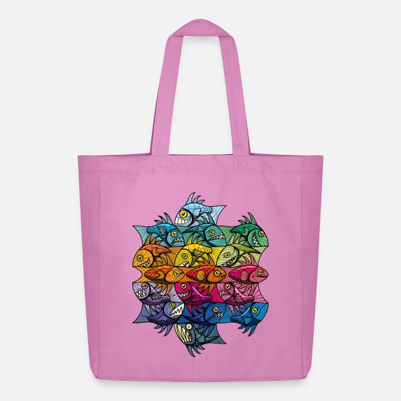 Escherfish style Pattern V - Midweight Recycled Tote Bag by Stanley/Stella - pink