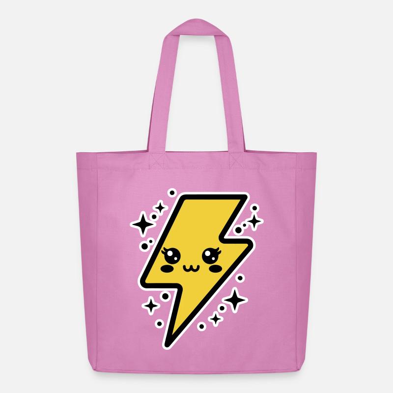 Entzückender Blitz mit Kawaii-Gesicht - Midweight recycelter Stoffbeutel von Stanley/Stella - Pink