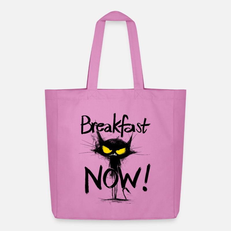 Grimmige schwarze Katze – Breakfast NOW! - Midweight recycelter Stoffbeutel von Stanley/Stella - Pink