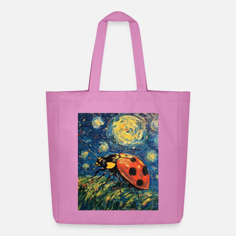 Marienkäfer Van Gogh Style Starry Night - Midweight recycelter Stoffbeutel von Stanley/Stella - Pink