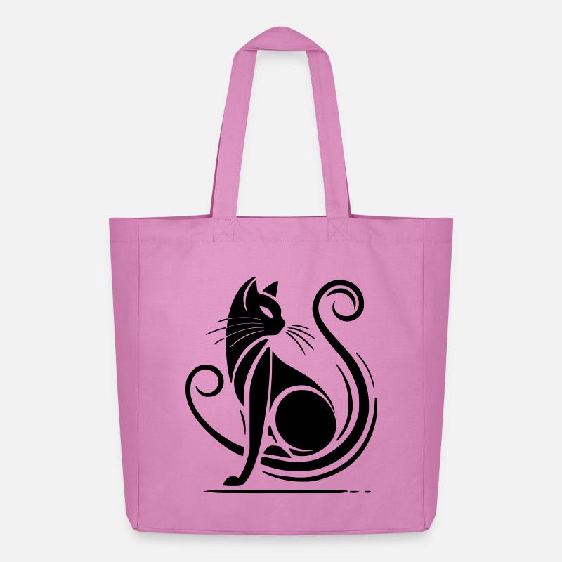Moderne schwarze Katze - Midweight recycelter Stoffbeutel von Stanley/Stella - Pink