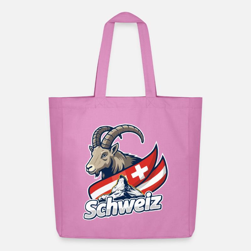Alpensteinbock mit Schweizer Flagge - Midweight recycelter Stoffbeutel von Stanley/Stella - Pink