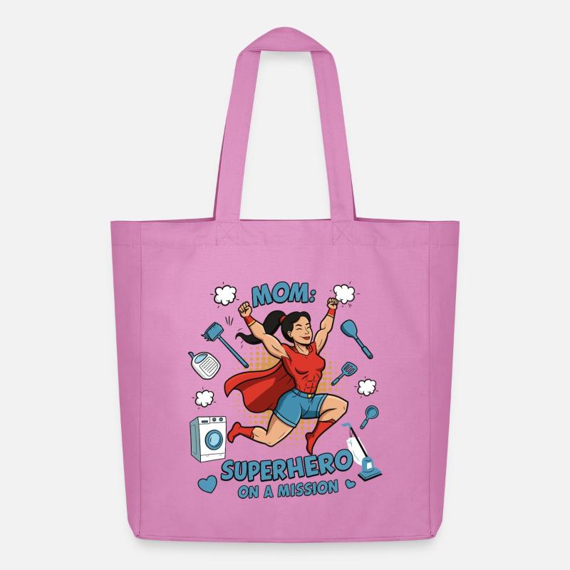 Mutter, Superheldin auf einer Mission ! - Midweight recycelter Stoffbeutel von Stanley/Stella - Pink