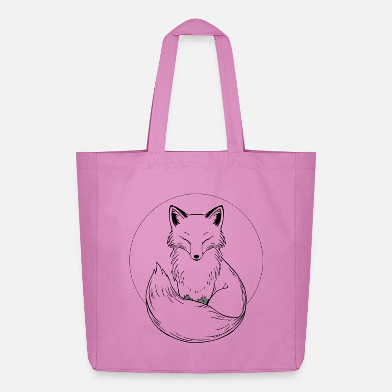 Fox in a Linear Circle - Midweight Recycled Tote Bag by Stanley/Stella - pink