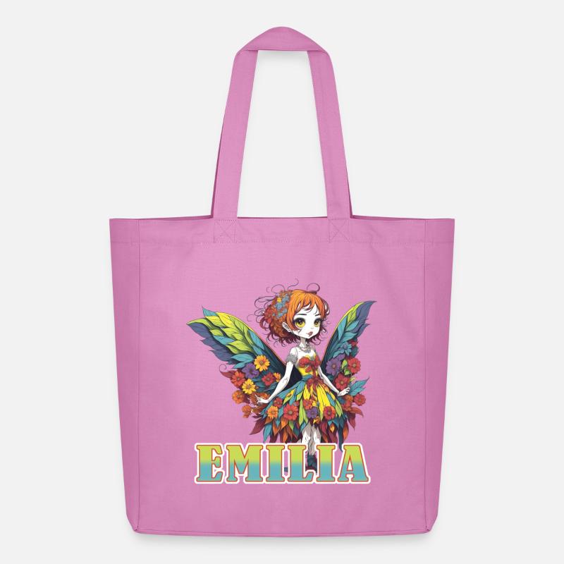 Emilia - Mädchenname - Fee  - Midweight recycelter Stoffbeutel von Stanley/Stella - Pink