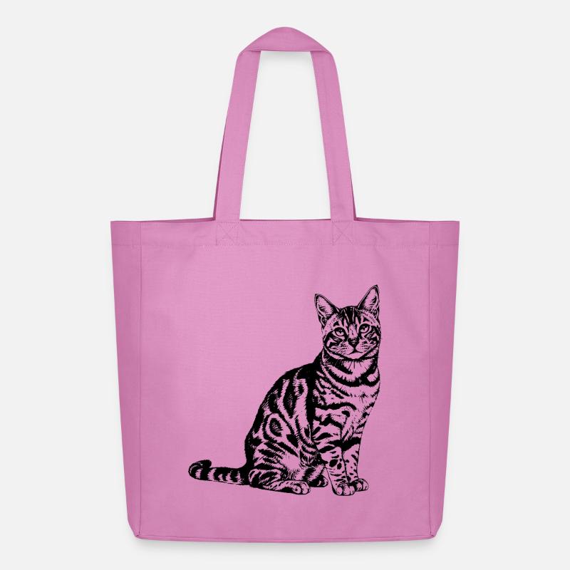 Exotic Bengal Cat - Sleek Leopard Line Art - Midweight recycelter Stoffbeutel von Stanley/Stella - Pink