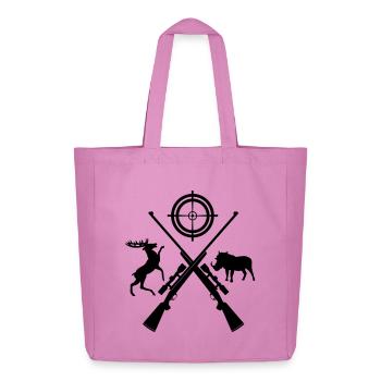 Zwei gekreuzte Schrotflinten mit Visier und Tieren - Midweight recycelter Stoffbeutel von Stanley/Stella - Pink - Vorne