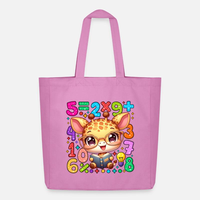 Zahl Tag Giraffe Lesen Mathe Buch - Midweight recycelter Stoffbeutel von Stanley/Stella - Pink