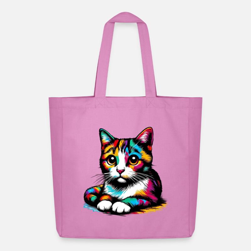 Katze - Midweight recycelter Stoffbeutel von Stanley/Stella - Pink