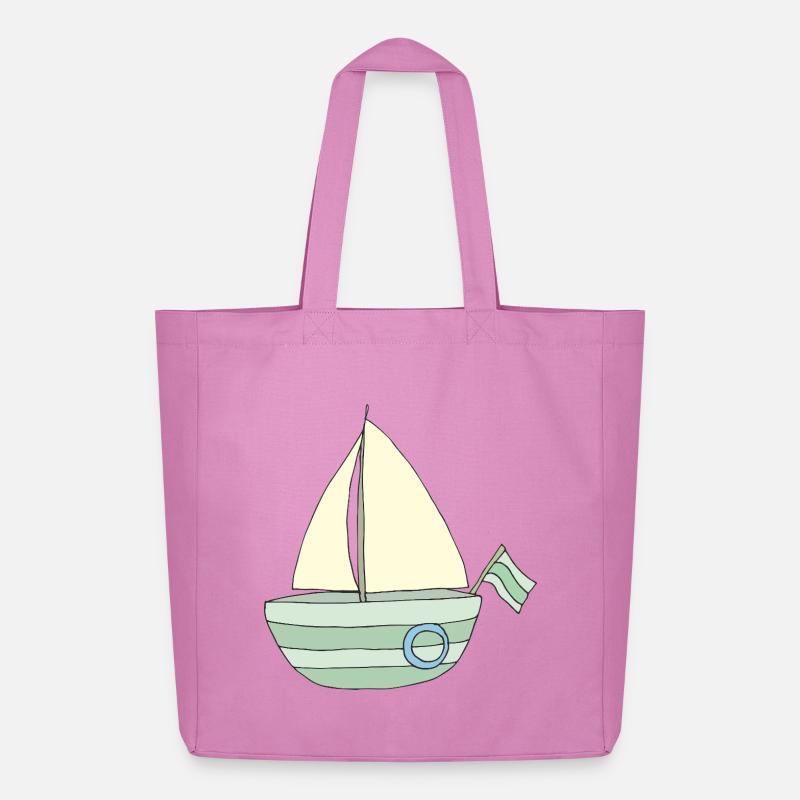 Verspieltes Segelboot Muster - Midweight recycelter Stoffbeutel von Stanley/Stella - Pink