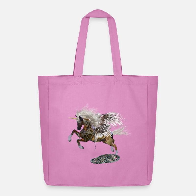 Wunderbares Steampunk-Einhorn mit Pilzen - Midweight recycelter Stoffbeutel von Stanley/Stella - Pink