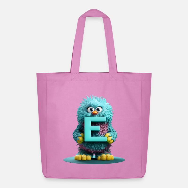 Flauschiges Monster mit dem Buchstaben E - Midweight recycelter Stoffbeutel von Stanley/Stella - Pink