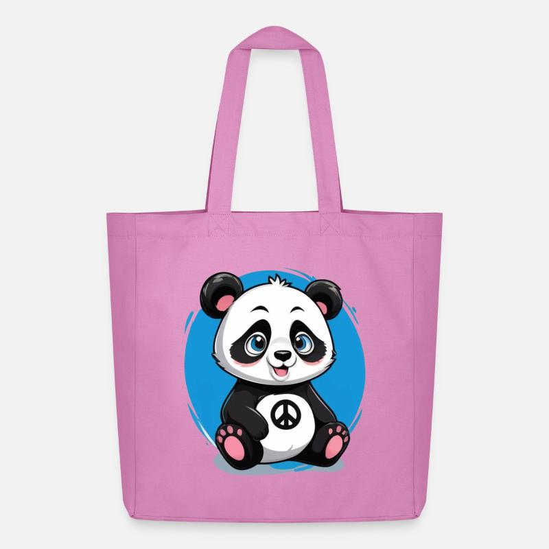 Süßer und Friedliebender Panda - Midweight recycelter Stoffbeutel von Stanley/Stella - Pink