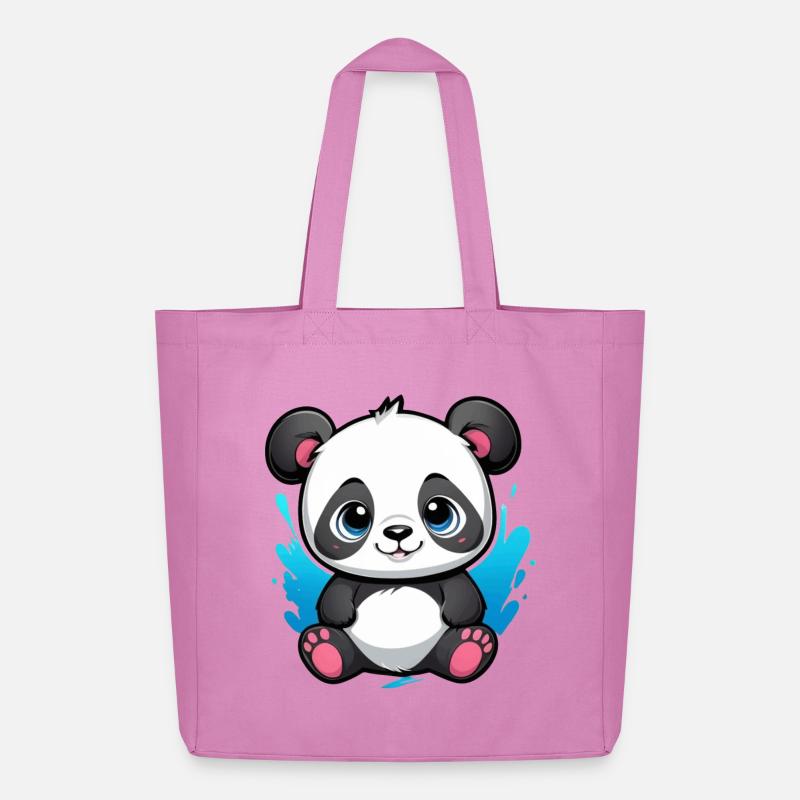 Panda Bär - Midweight recycelter Stoffbeutel von Stanley/Stella - Pink