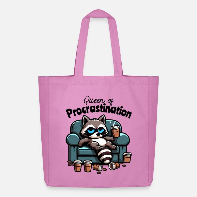 Queen of Procrastination – Waschbär am Sofa - Midweight recycelter Stoffbeutel von Stanley/Stella - Pink