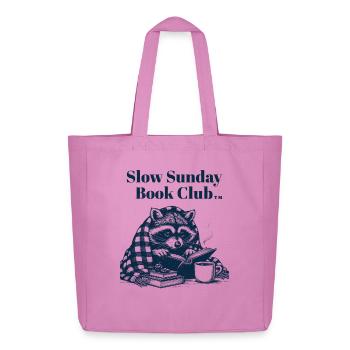 Slow Sunday Book Club - Waschbär mit Buch - Midweight recycelter Stoffbeutel von Stanley/Stella - Pink - Vorne