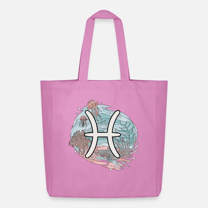 Fische Sternzeichen - Unterwasser Astrologie - Midweight recycelter Stoffbeutel von Stanley/Stella - Pink